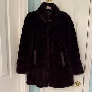 Jones New York Women's Plush Teddy Jacket - Rich Brown